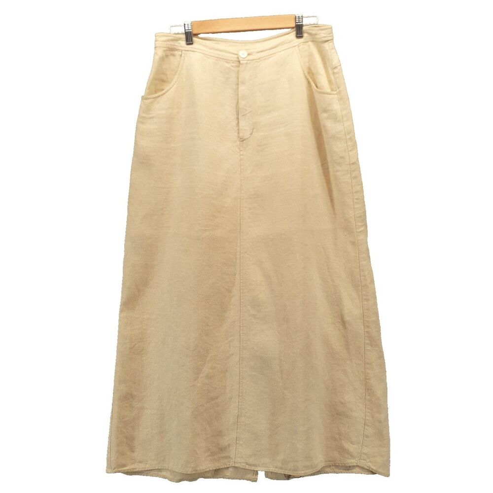 Dana B and Karen Womens Sz 12 100% Linen Beige Long Maxi Pencil Skirt Academia